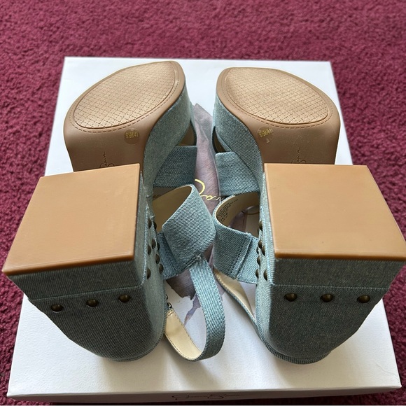 Jessica Simpson Denim Blue Wedge Sandals - Picture 6 of 7